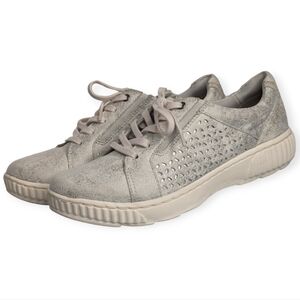 Clarks Collection Caroline Ella Sneakers Leather Textile Silver Women's Size 6M